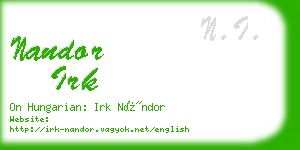 nandor irk business card